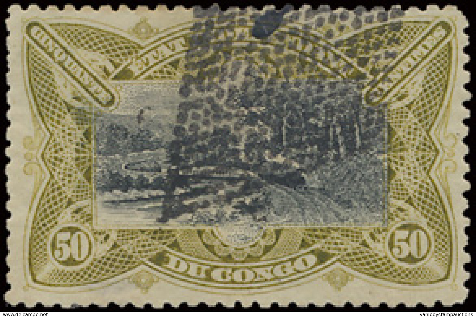 N° 25 50c. Olive With Retta 306 Dots Cancellation Of Khartoum/Sudan, Thinned Still Scarce, F/to Be Checked - Other & Unclassified