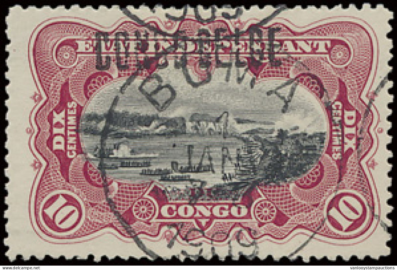 N° 31 B2 '10c Carmine' With Brussels Overprint 'Congo Belge Type B2' On I.2+A.4 Plate, Cancelled First Day Boma 1 Jan 19 - Otros & Sin Clasificación