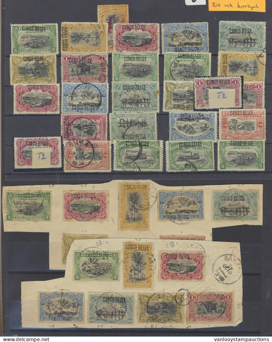 */0 1909 Overprint CONGO BELGE Issues, Accumulation Of 53 Stamps With Various Types Of Overprints, Some Forgeries, Inclu - Otros & Sin Clasificación