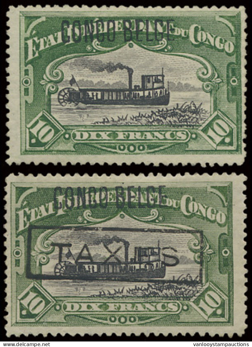 (**) N° 49 PT, TX 26, 10fr. Green, Princes Printing With Typo Overprint CONGO BELGE And 10fr. Green With Typo Overprint  - Otros & Sin Clasificación