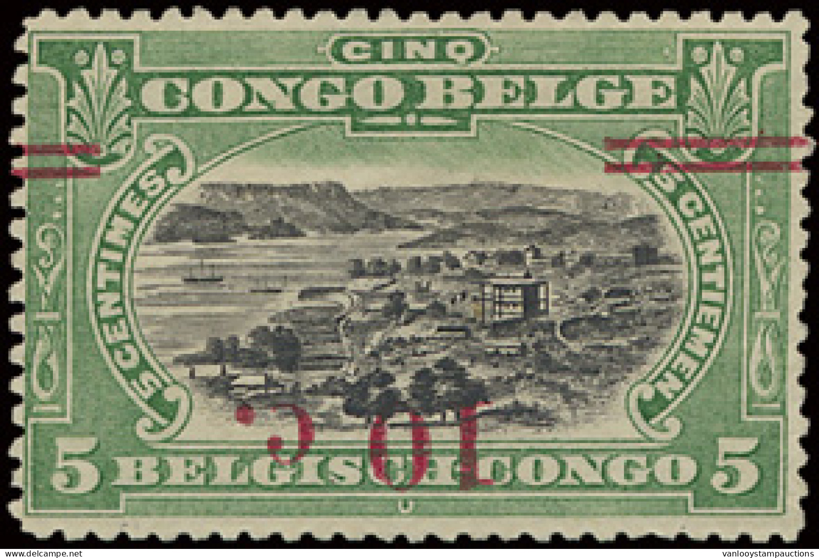 */(**) N° 100-Cu 10c. On 5c. Green Mols Bilingual 1915 With Inverted Carmine Overprint Of Boma 1922, Plate VI + F, Parti - Autres & Non Classés