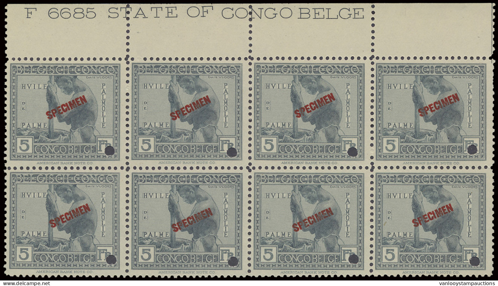 **/* Lot Of 55 Stamps, Vloors Issue With SPECIMEN Overprint In Red, Punched, Some Blocks And Marginal Inscription, Mixed - Other & Unclassified