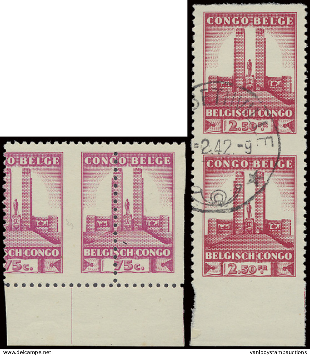 **/0 N° 218-Cu And 221-Cu 75c. - Monument Albert With Misplaced Perforation, Rusted And 2,50fr. - Monument Albert Vertic - Other & Unclassified