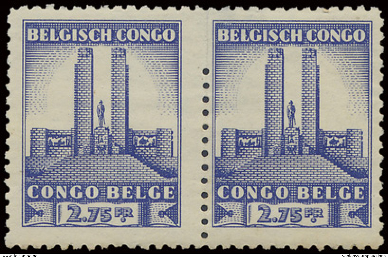 * N° 222-Cu '2,75 Fr Blue' Partially Imperforate Between The Stamps, Very Impressive, VF. - Altri & Non Classificati