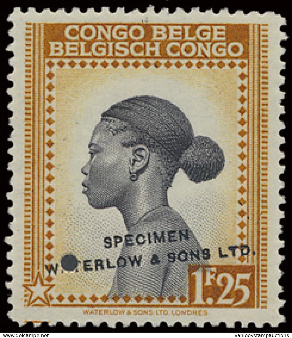 * Type 258 1,25fr. - Ochre Brown And Black - Publicity Colour Proof With Demonetization Hole And Overprint In Black WATE - Otros & Sin Clasificación