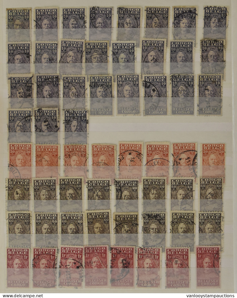 1923/1960 Belgian Congo, Accumulation In 4 Stock Books, A Lot Of Doubles, Some Nice Cancellations, Vf/f/to Be Checked - Altri & Non Classificati