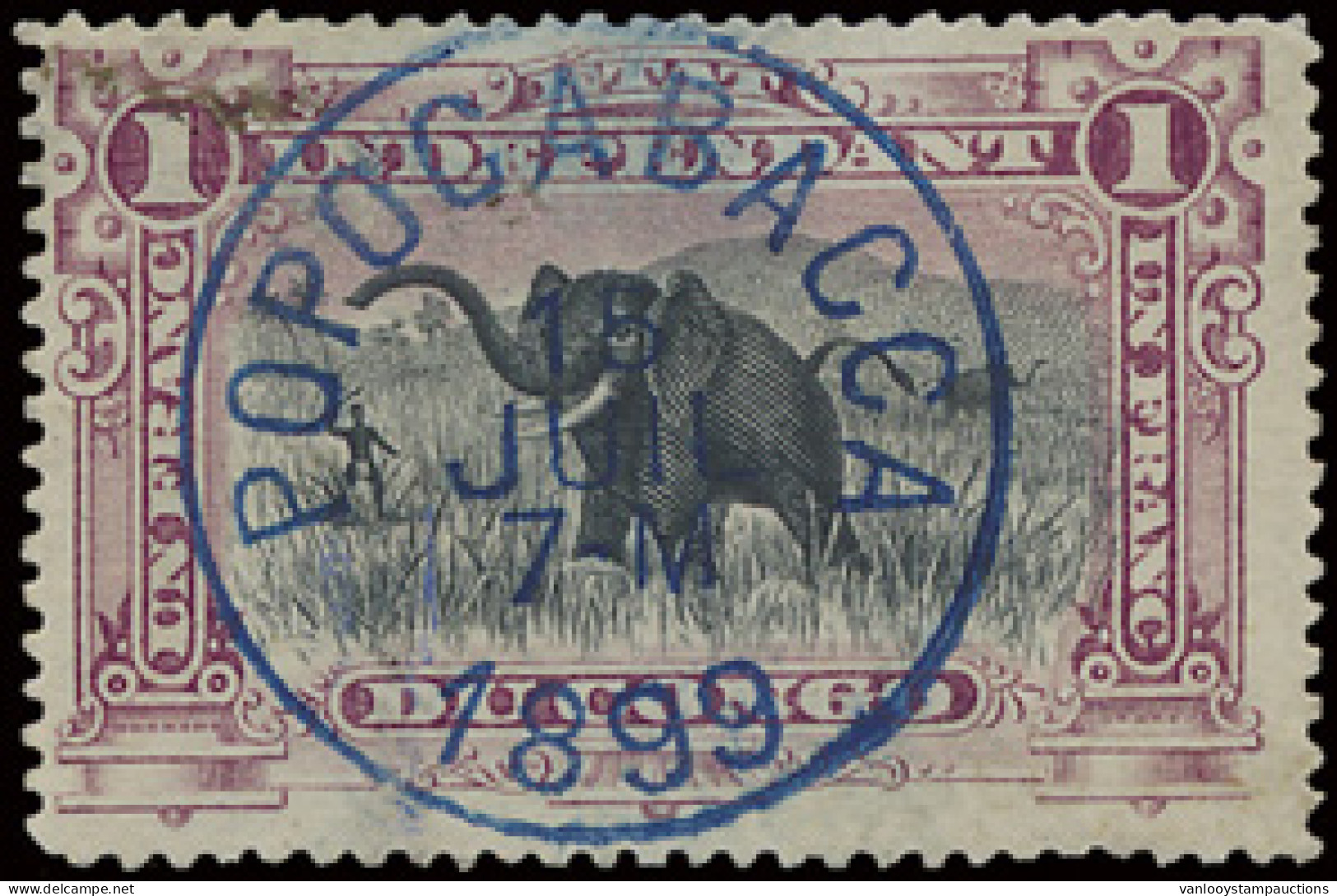 N° 26a '1Fr Violet' Cancelled Popokabaka 1899 (in Blue), Wonderful Strike, VF. - Autres & Non Classés