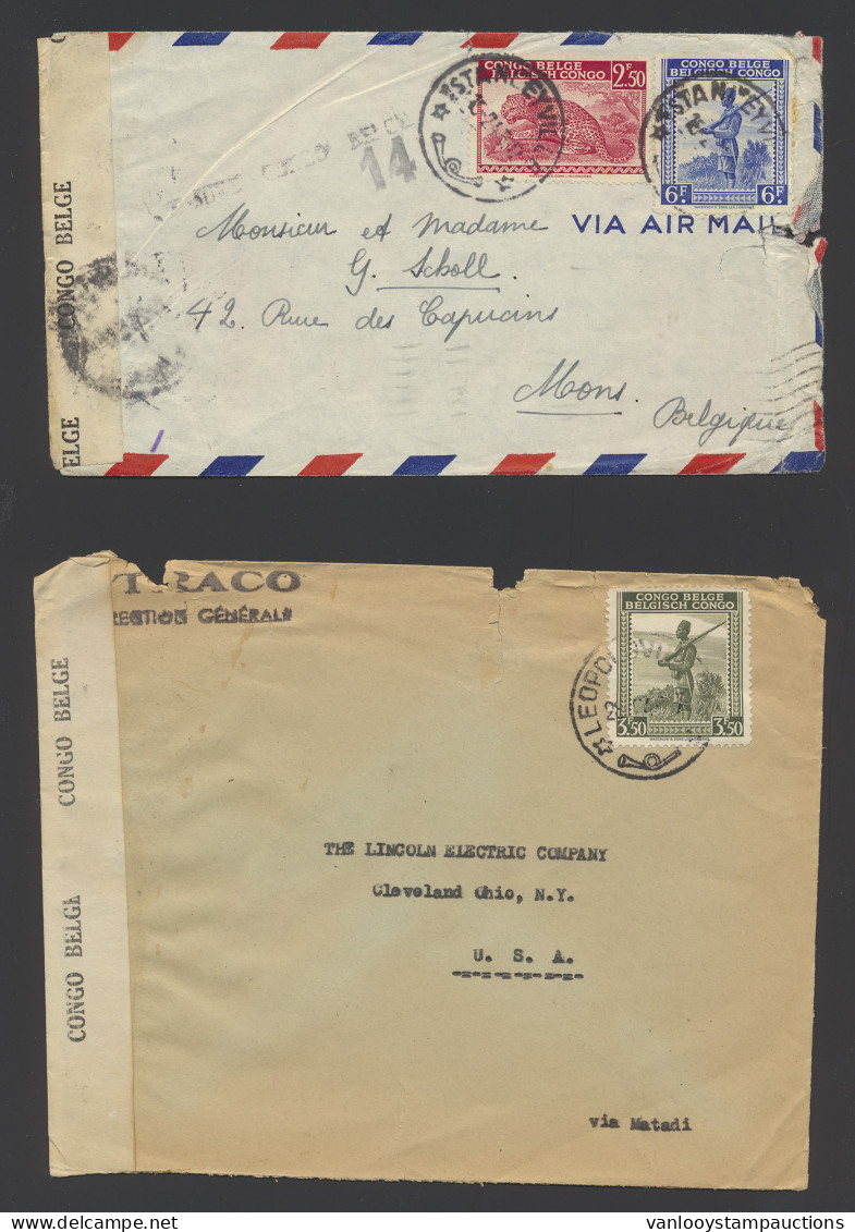 1943/1945 Lot Of 6 Censored Covers Franked Mainly With Palms Issue Sent To USA, Belgium And South Africa, Various Censor - Sonstige & Ohne Zuordnung