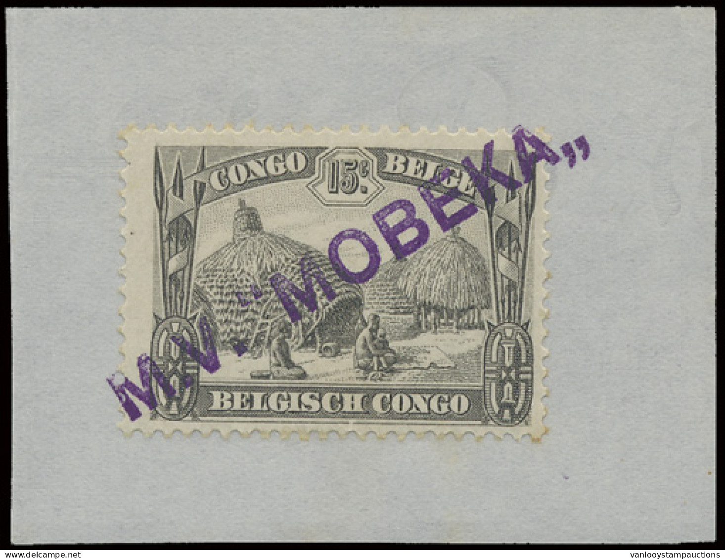 N° 169 15c. Grey - Native Issue On Piece Of Paper And Cancelled By Linear Mark Of Boat MV Mobeka In Purple, Scarce, Vf - Otros & Sin Clasificación