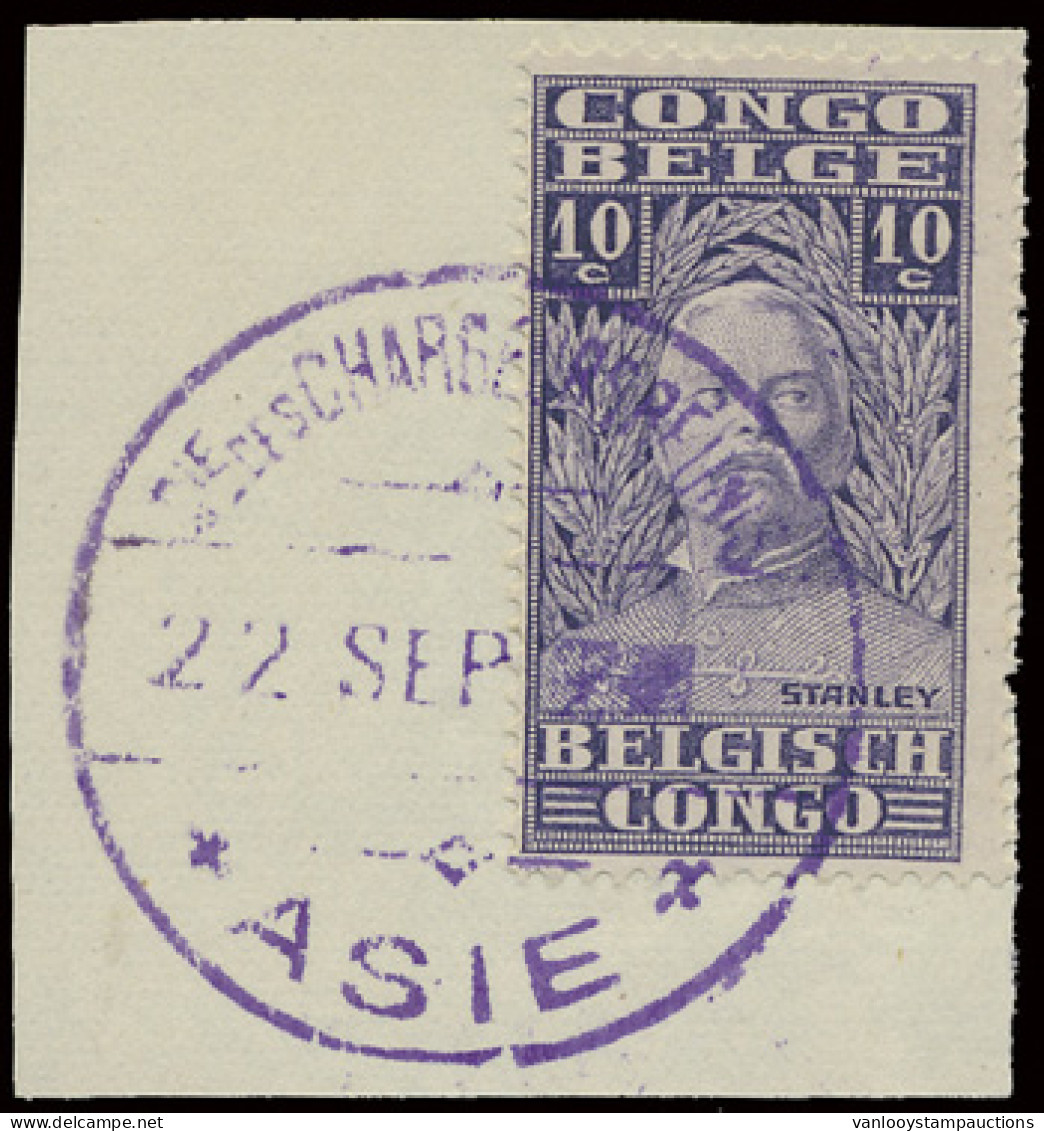 N° 136 10c. Stanley Issue On Piece Of Paper Cancelled In Purple CIE DES CHARGEURS REUNIS - 22 SEPT 2? - ASIE, French Boa - Other & Unclassified