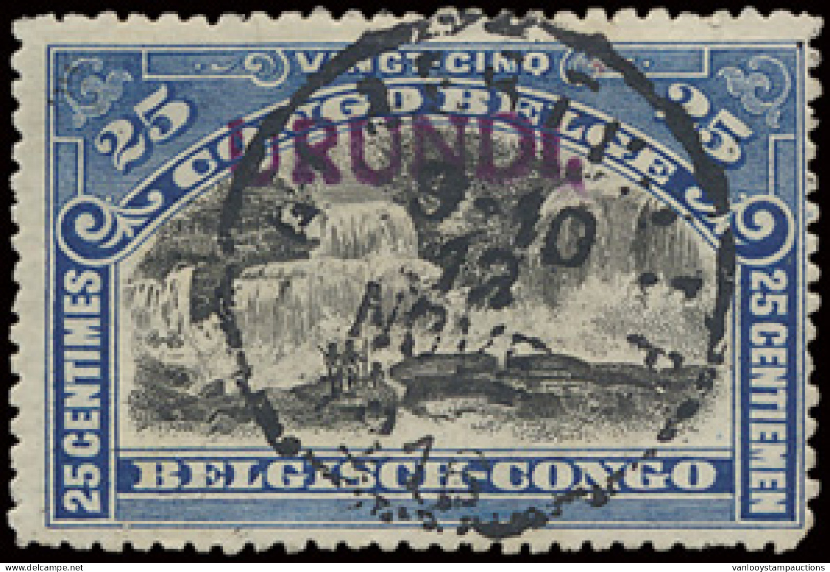 N° 19 25c. Blue With Tombeur Handstamp Overprint URUNDI And Cancelled Albertville November 13, 1916, Vf - Autres & Non Classés