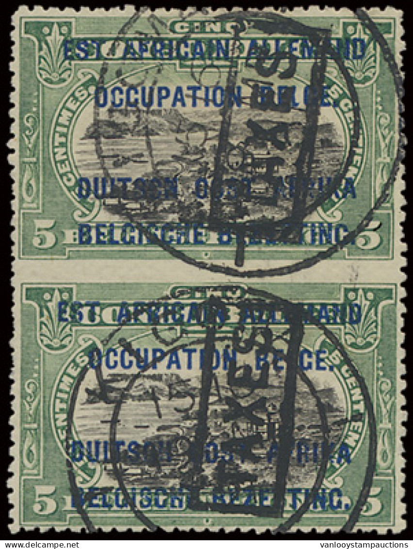 N° 28-Cu 5c. Green, Vertical Pair Unperforated Between Stamps With Boxed Overprint TAXES And Cancelled KIGOMA, A Very Sc - Altri & Non Classificati