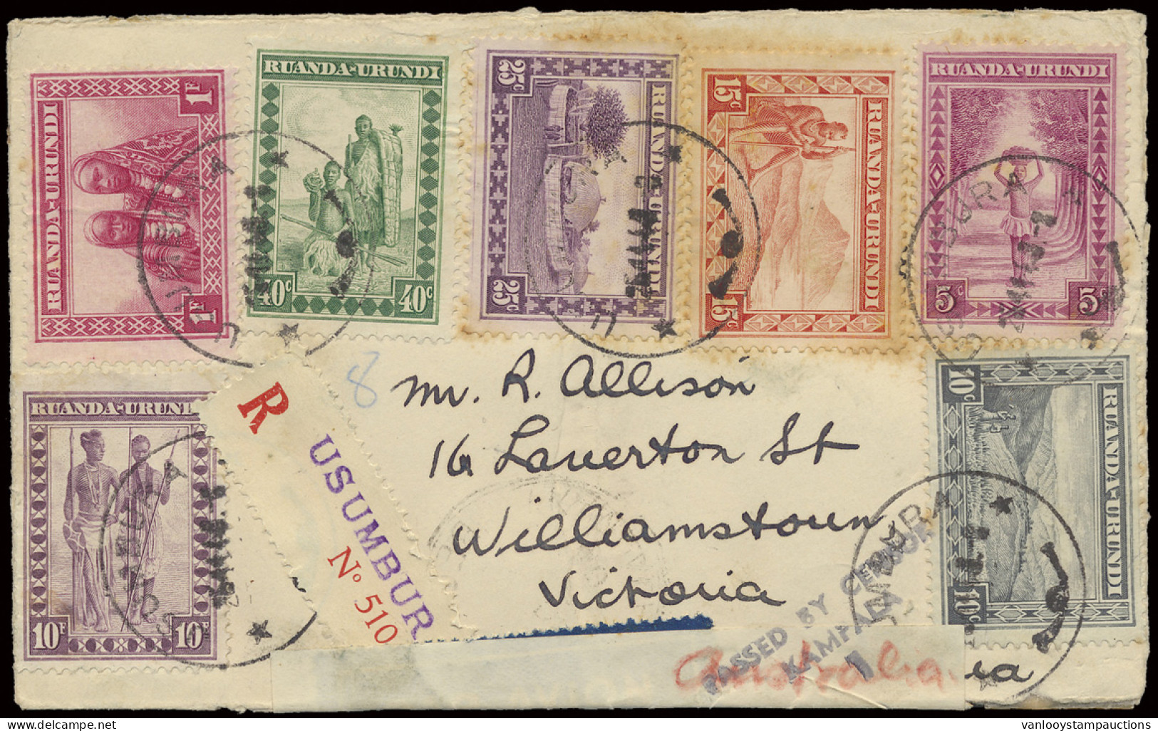 1940 Registered Airmail Cover Franked With OBP N° 92/95, 99, 102, 105 And 111, Sent From Usumbura November 25, 1940 To W - Autres & Non Classés