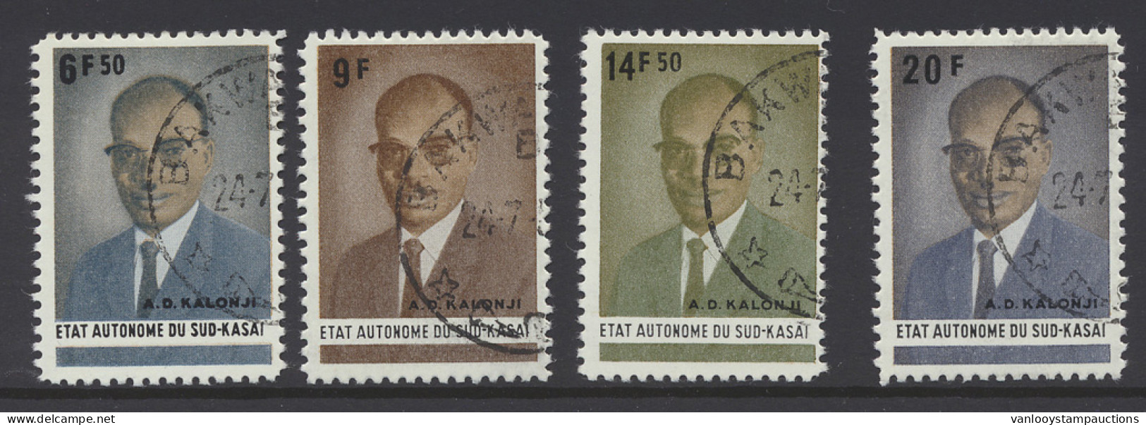 N° 25/28 A.D. Kalonji Issue, Full Set Cancelled BAKWANGA-B, The Stamps Of South Kasai Are Scarce Cancelled, Vf - Süd-Kasai