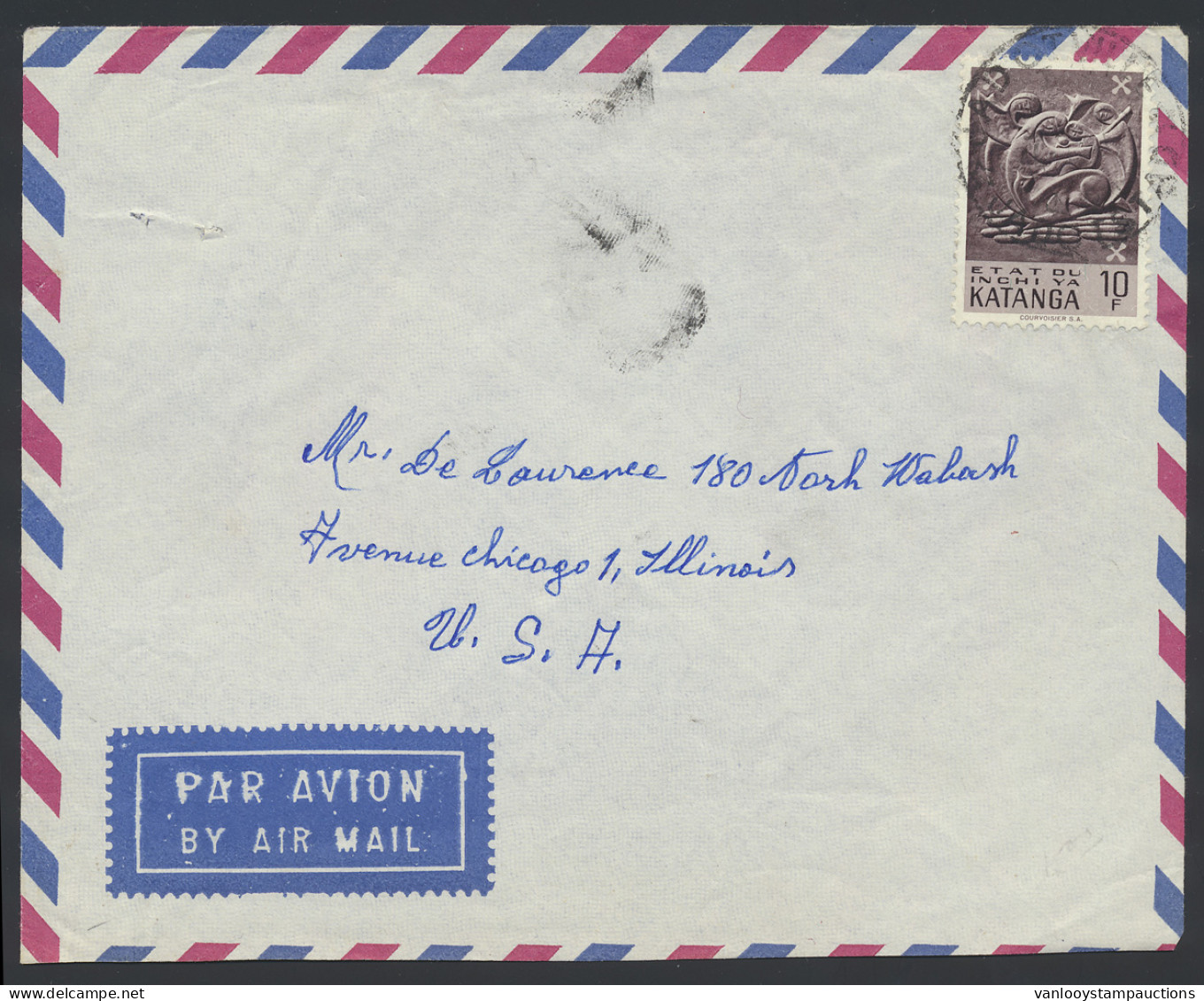 1962, Airmail Cover Franked With (OBP) N° 62, Sent From Jadotville-I Apr 7, 1962 To Chicago/USA, Rate : Int. Cover 5Fr/2 - Katanga