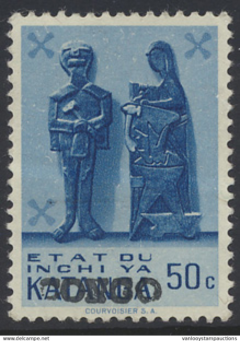 ** N° 8 50c. - Katangese Art With Local Overprint CONGO, Type L6 - 3rd State, MNH, Vf - Altri & Non Classificati