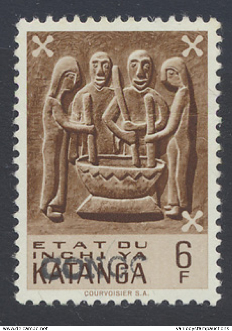 ** N° 13 6fr. Katangese Art With Local Overprint CONGO Type L2, Creased, To Be Checked - Autres & Non Classés