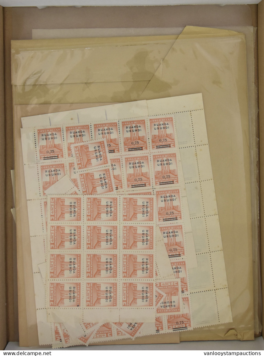 **/(*) 1941/1960 Ruanda-Urundi, Parts Of Sheet Accumulation, A Lot Of Full Sets But Mainly Toned/ Foxed, To Be Checked.  - Other & Unclassified