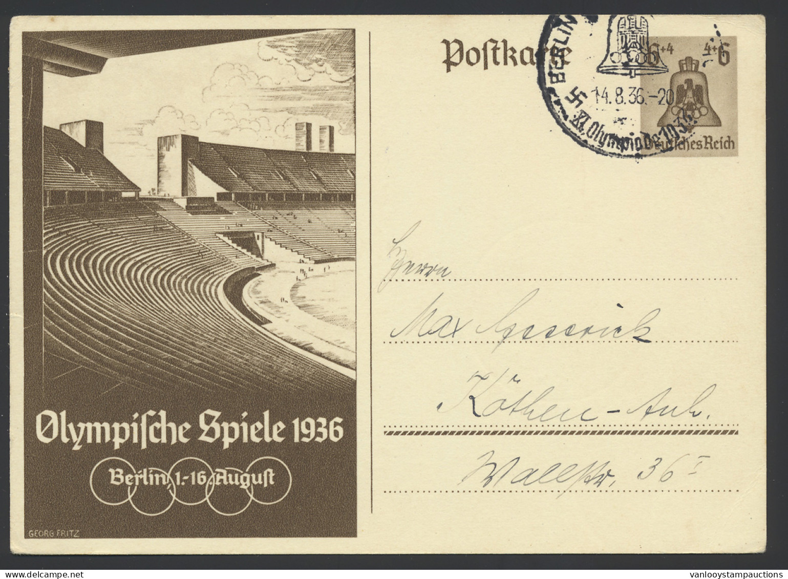 1936 'Olympische Spelen' 10 Geïllustreerde Postwaardestukken, Zm/m. - Sonstige & Ohne Zuordnung