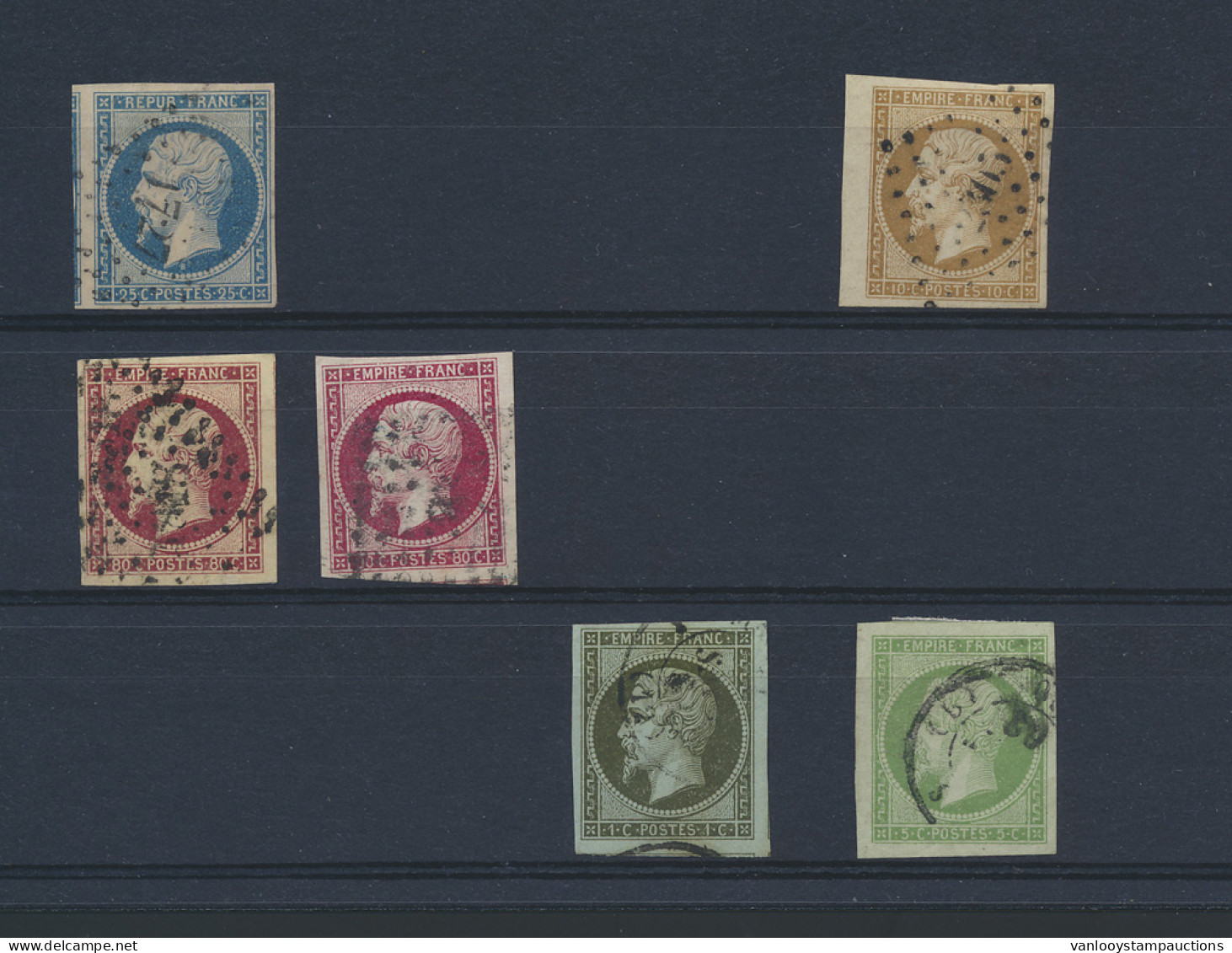 N° 10/13B + 17A/B Mooie Selectie Napoléon III Met 6 Goed Gerande Zegels, Zm (OBP €395) - 1863-1870 Napoléon III Con Laureles