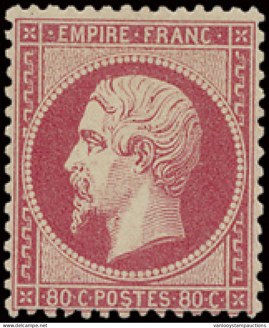 ** N° 24 '80c Rose' Volle Originele Gom, Zonder * Spoor, Zeer Mooie Centrage En Uiterst Fris PRACHTEX. (Yv € ++2.300) - 1863-1870 Napoleone III Con Gli Allori