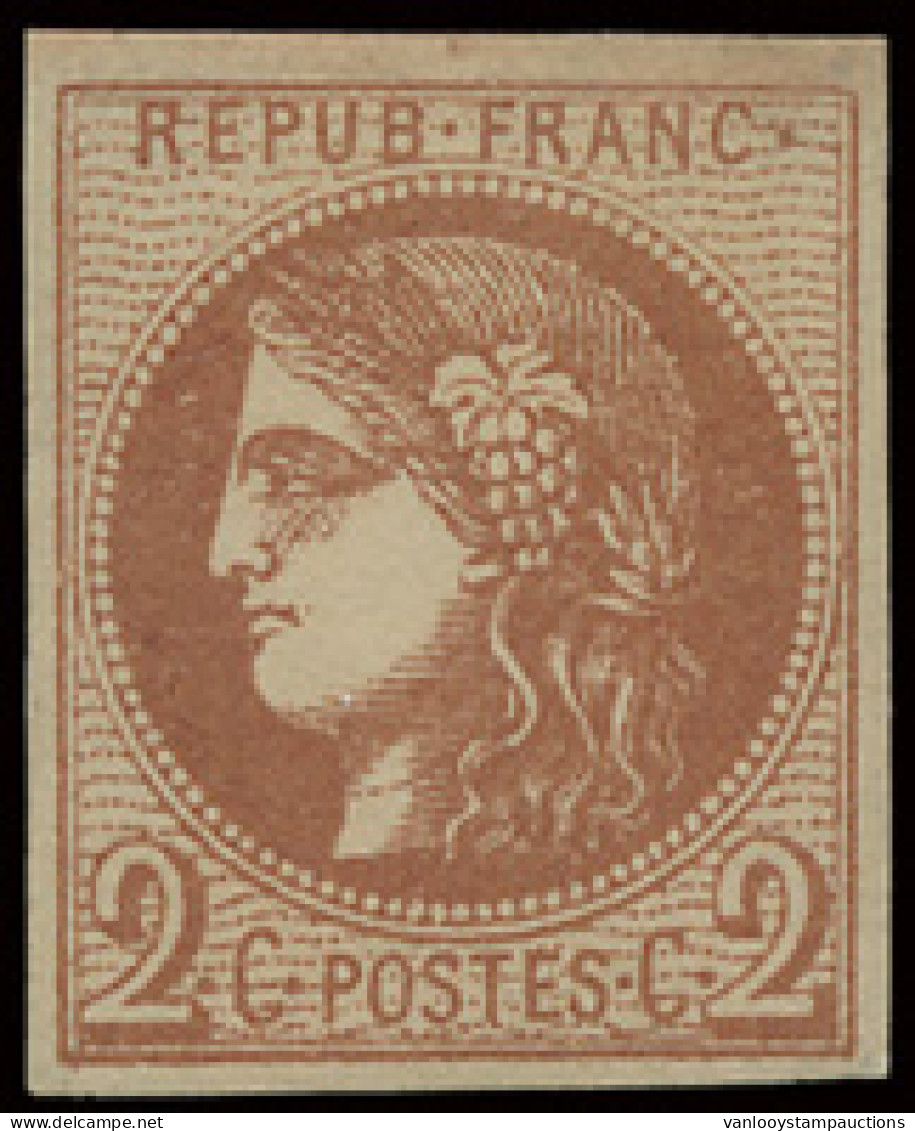 ** N° 40B 2c. Brun Rouge Rep. 2, Breed Gerand En Volle Originele Gom Zonder Scharnierspoor, Zm (Yv. ++€360) - 1870 Emisión De Bordeaux
