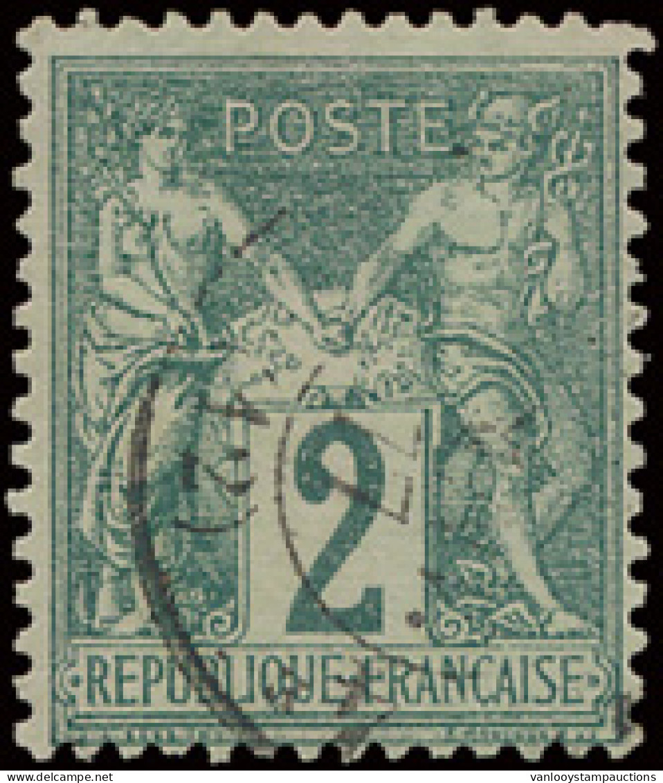 N° 62 2c. Vert, Licht Gest., Zm (Yv. €340) - 1876-1898 Sage (Tipo II)