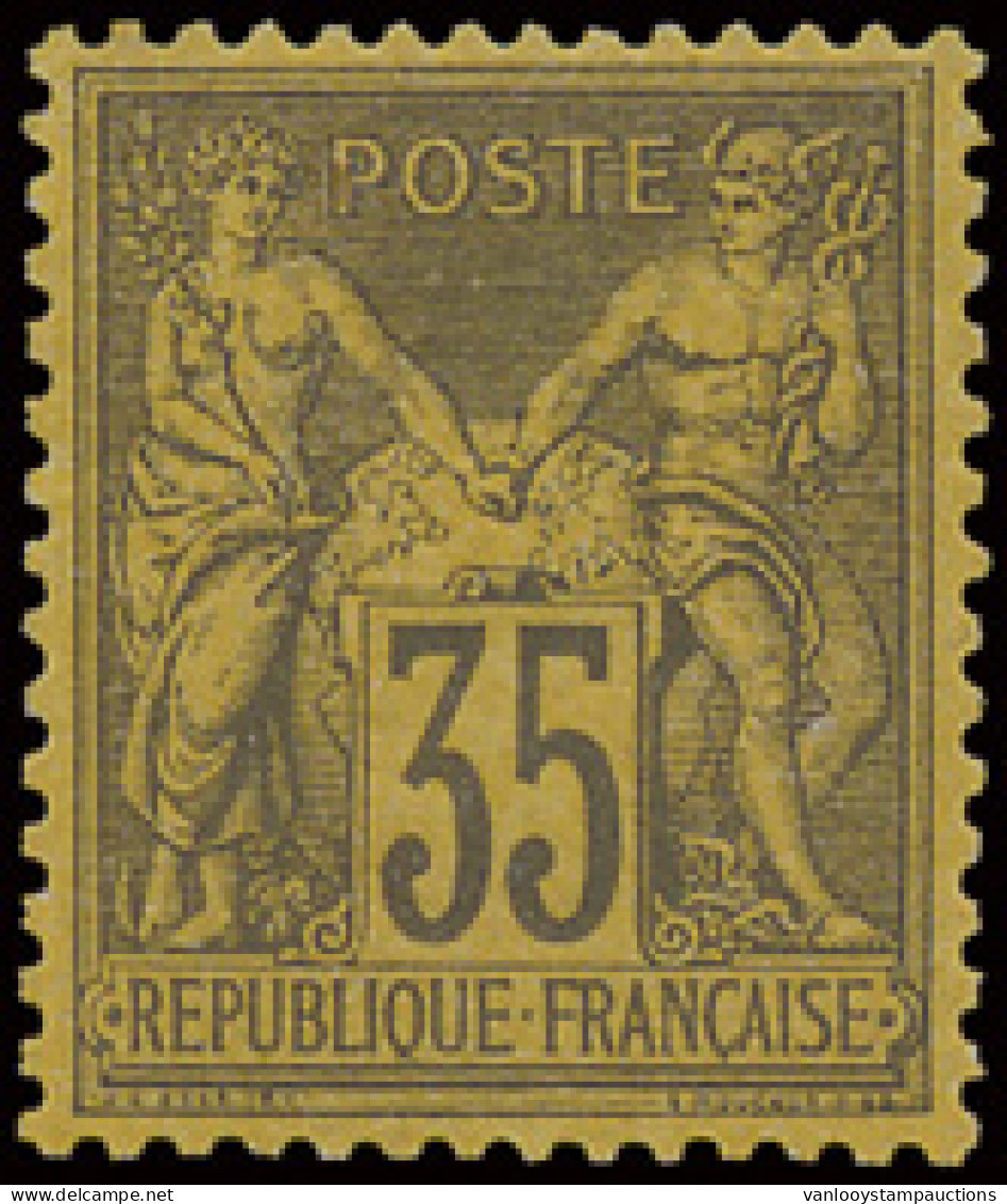 ** N° 93 35c. Violet Noir Sur Jaune Type II Met Volle Originele Gom Zonder Scharnierspoor En Zeer Mooie Centrage, Divers - 1876-1898 Sage (Tipo II)