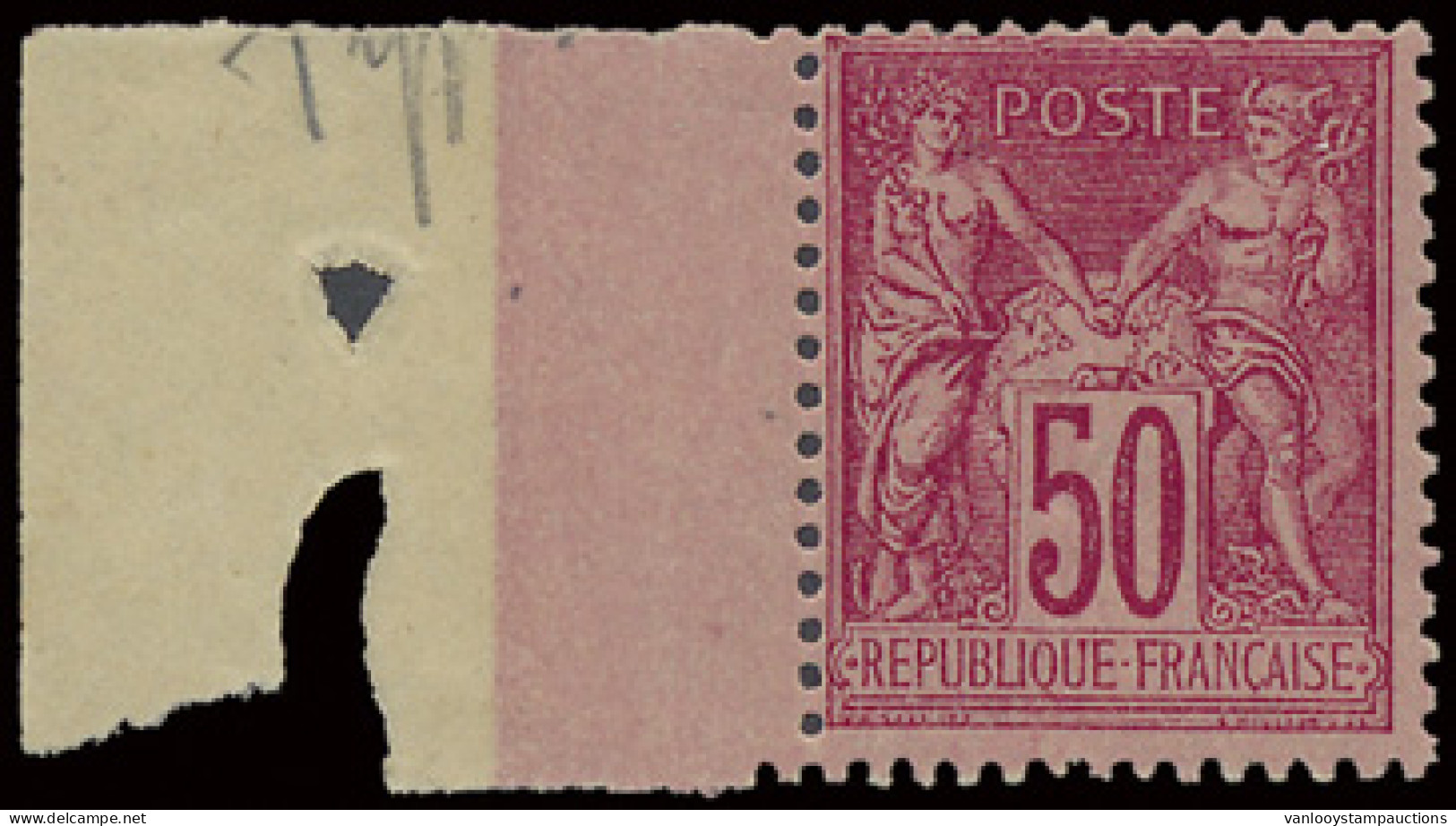 ** N° 98 50c. Rose Type II Met Bladboord En Volle Originele Gom Zonder Scharnierspoor, Fotocertificaat Von Der Weid, Zm  - 1876-1898 Sage (Type II)