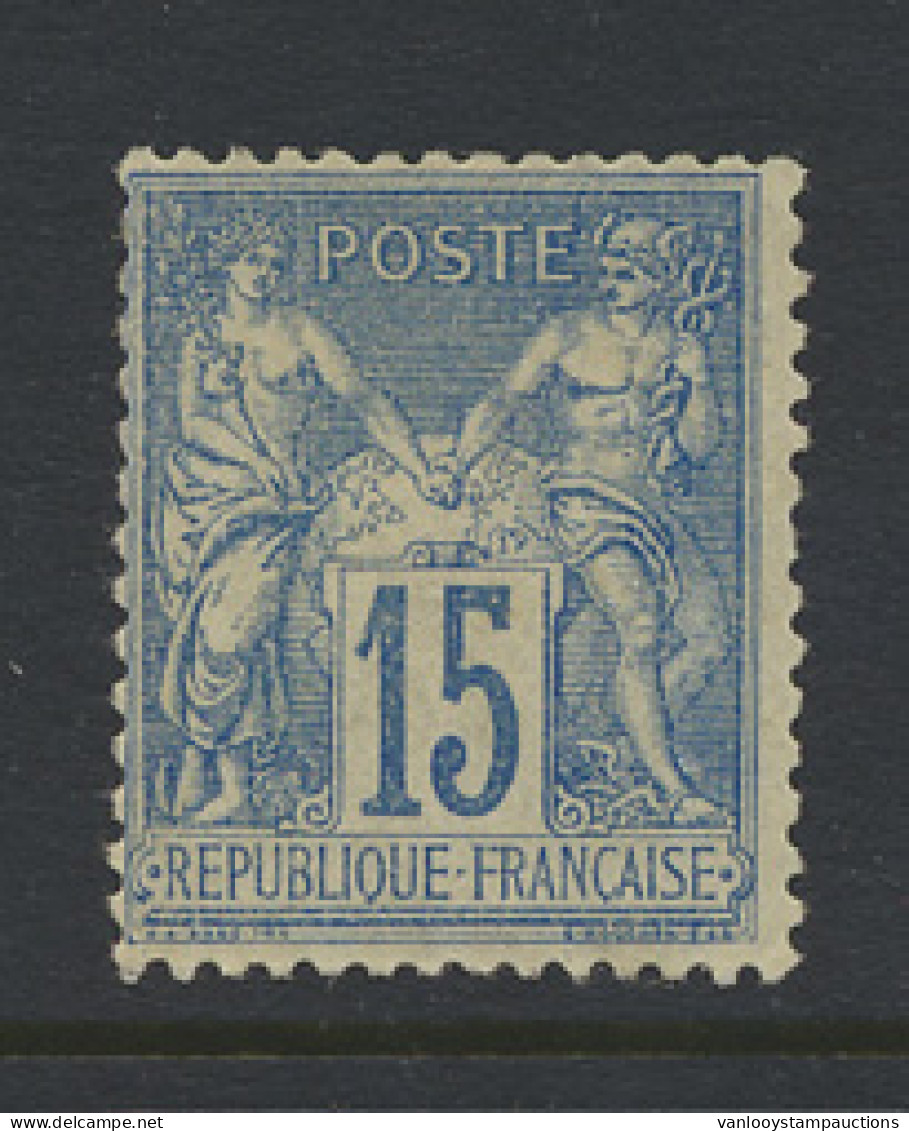 ** N° 101 15c. Bleu Type II Quadrillé Met Volle Originele Gom Zonder Scharnierspoor, Zm (Yv. €60) - 1876-1898 Sage (Tipo II)