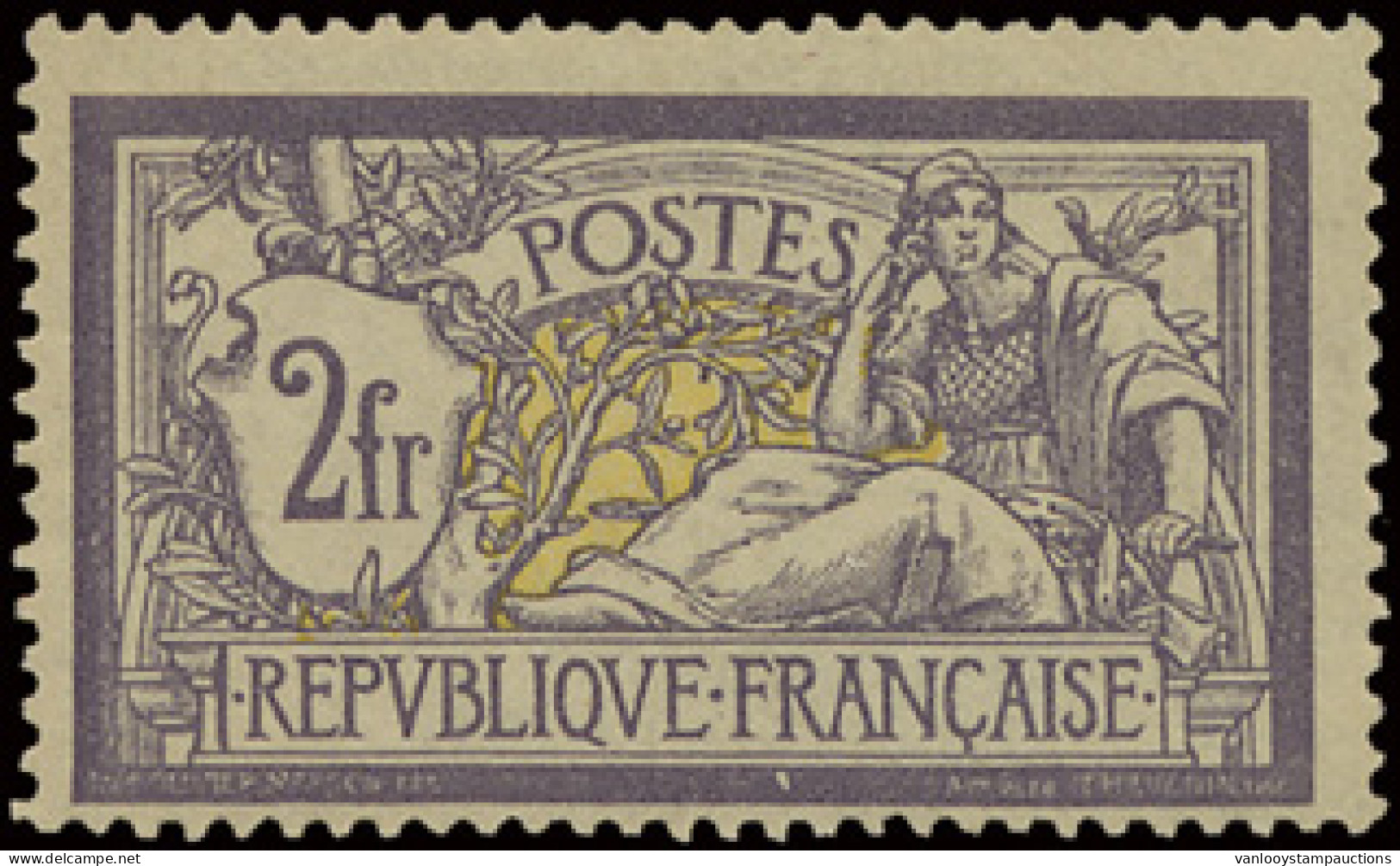 * N° 122 Type Merson - 2fr. Violet Et Jaune Met Zéér Licht Scharnierspoor, Bijna **, Zm (Yv. €1.000) - Altri & Non Classificati