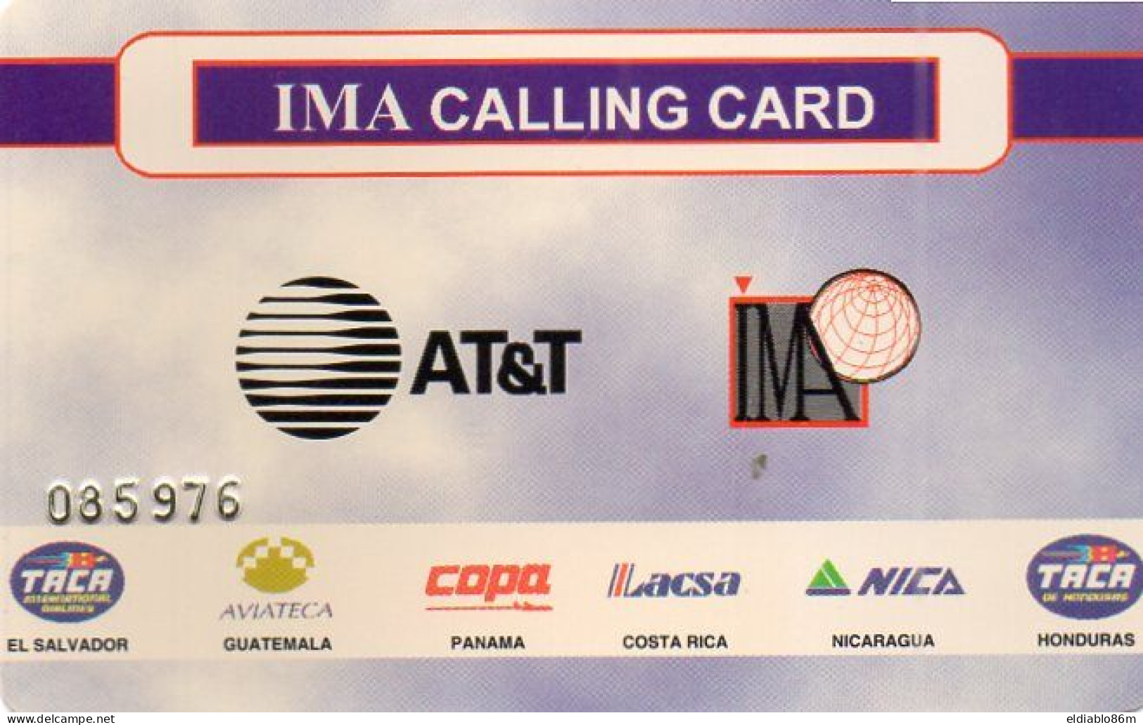 UNITED STATES - PREPAID - AT&T - IMA CALLING CARD - COBRAND SOUTH AMERICAN AIRLINES - AT&T