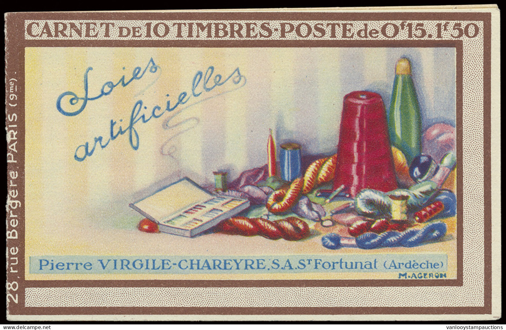 ** N° 189-C1 Type Semeuse Camée - 15c. Brun, Boekje Virgile Chareyre Met 10 Zegels, Zm (Yv. €200) - Other & Unclassified