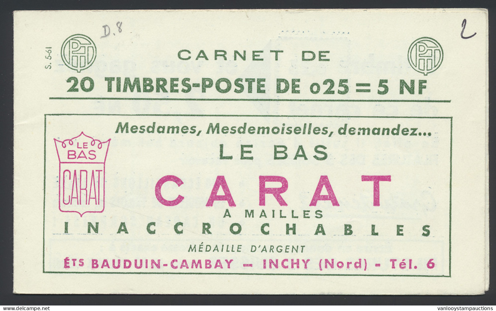 ** N° 1263-C3 Type Marianne De Decaris - 0,25fr. Gris Et Carmin, Boekje Met 20 Zegels, Serie S5.61, Zm (Yv. €100) - Autres & Non Classés