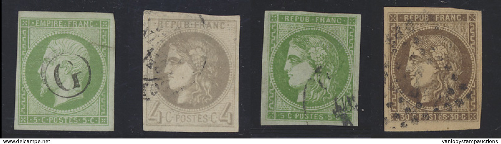 1854/1870 N° 12 + 41B + 42B + 47, Vier Betere Zegels Met Lichte Gebreken, Doch Mooi Van Uitzicht, M/ntz (Yv. €915) - Collezioni