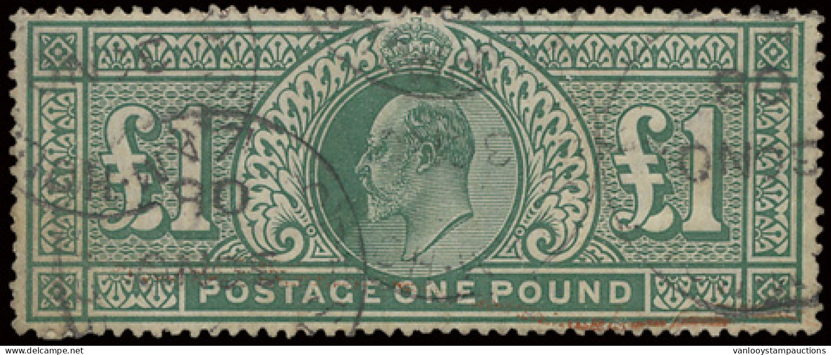 N° 266 (S.G.) 1902 - £1 Dull Blue-green, Paper Remainder Otherwise Fine, Vf/f (S.G. £825) - Otros & Sin Clasificación