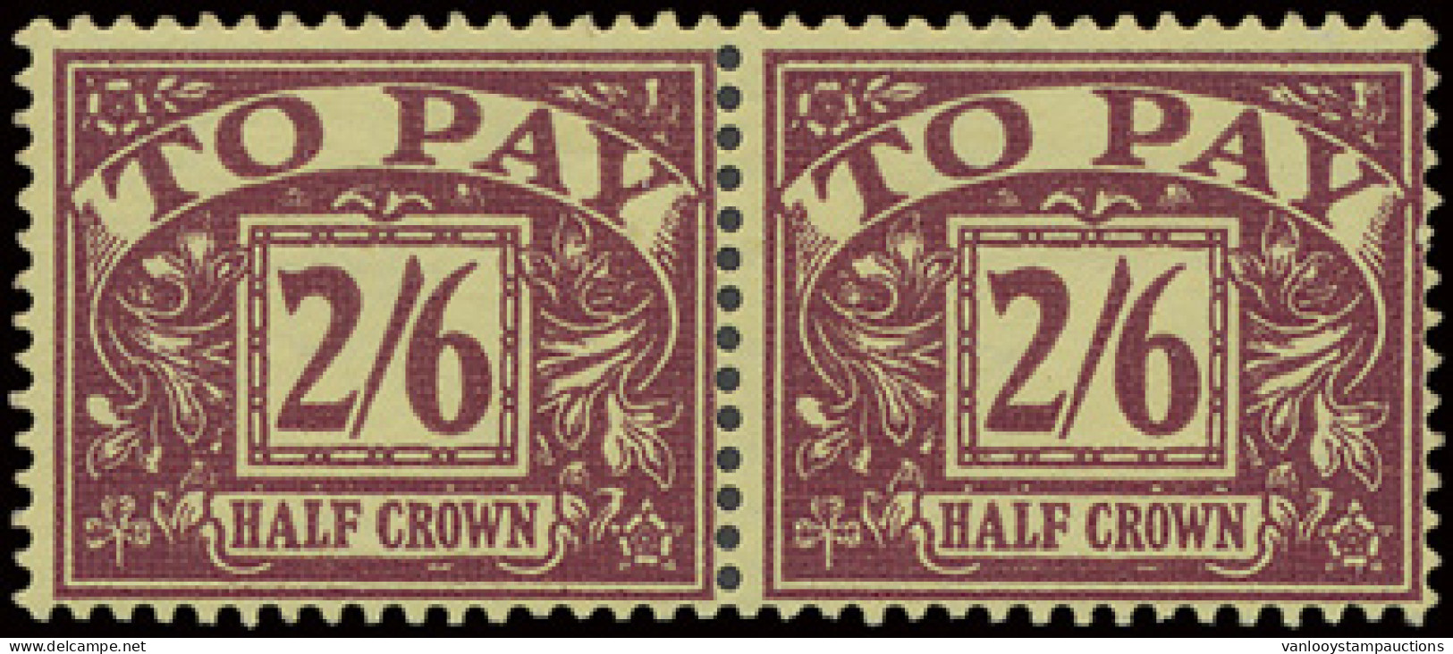 ** N° D18 (S.G.) 1924 - 2/6 Purple Op Geel Horizontaal Paar, Zm (S.G. ++£170) - Other & Unclassified