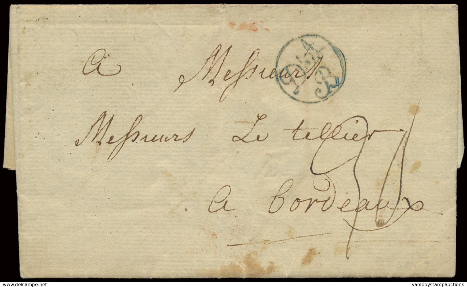 1781 Mooie Brief Uit London Naar Bordeaux Op 28.06.1781 En Blauwe D’Angleterre Bruxelles (cirkel, Sier) Stempel In Gebru - Other & Unclassified