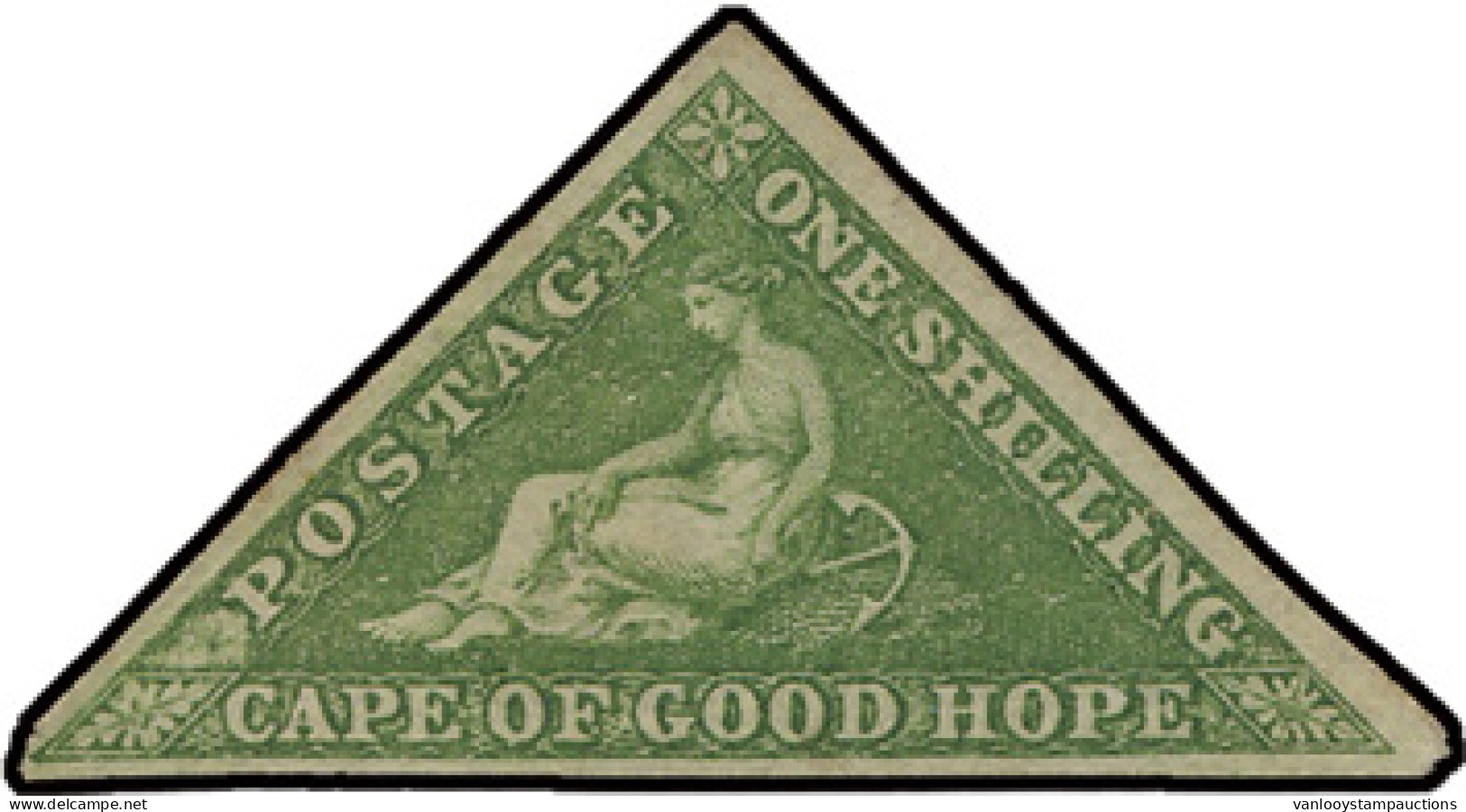 * N° 8 (S.G.) 1858 Seated Hope 1sh. Bright Yellow Green On White Paper With Fine Margins, Large Part Original Gum, Attra - Cap De Bonne Espérance (1853-1904)