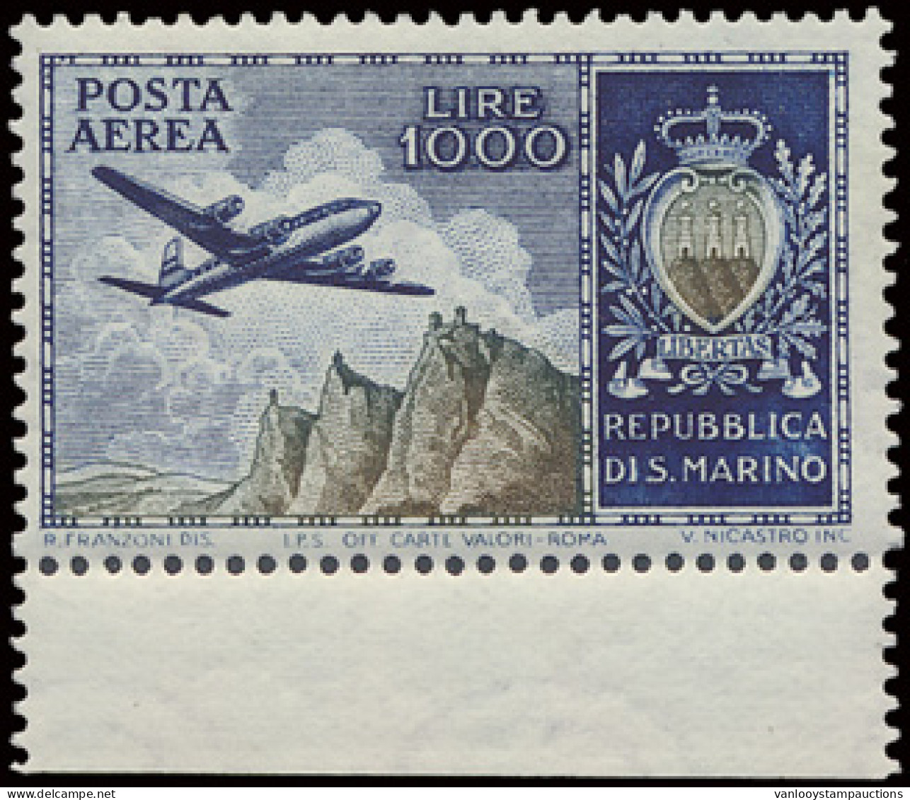 ** PA 101 1000 Lire Met Bladboordje, Zm (Yv. €180) - Other & Unclassified