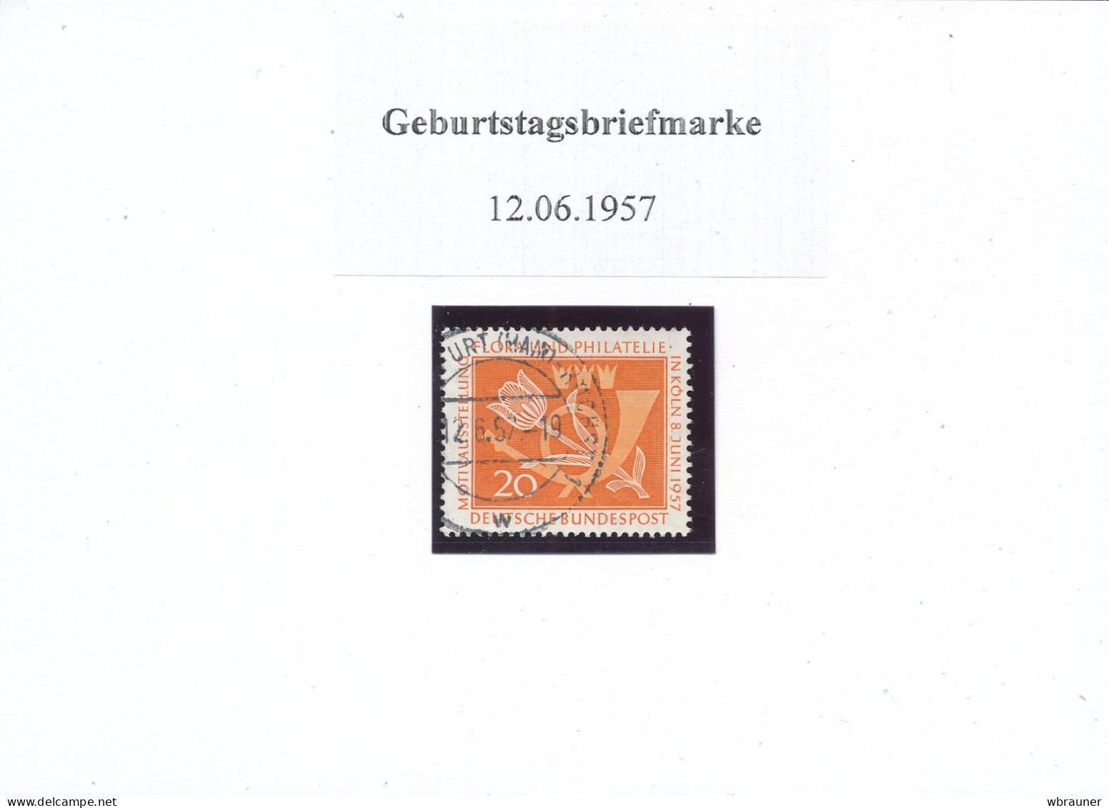 Bund 254 Gestempelt Stempeldatum 12.06.1957  Schöne Geburtsdatumsbriefmarke   Auch Zum Verschenken Geeignet - Gebraucht