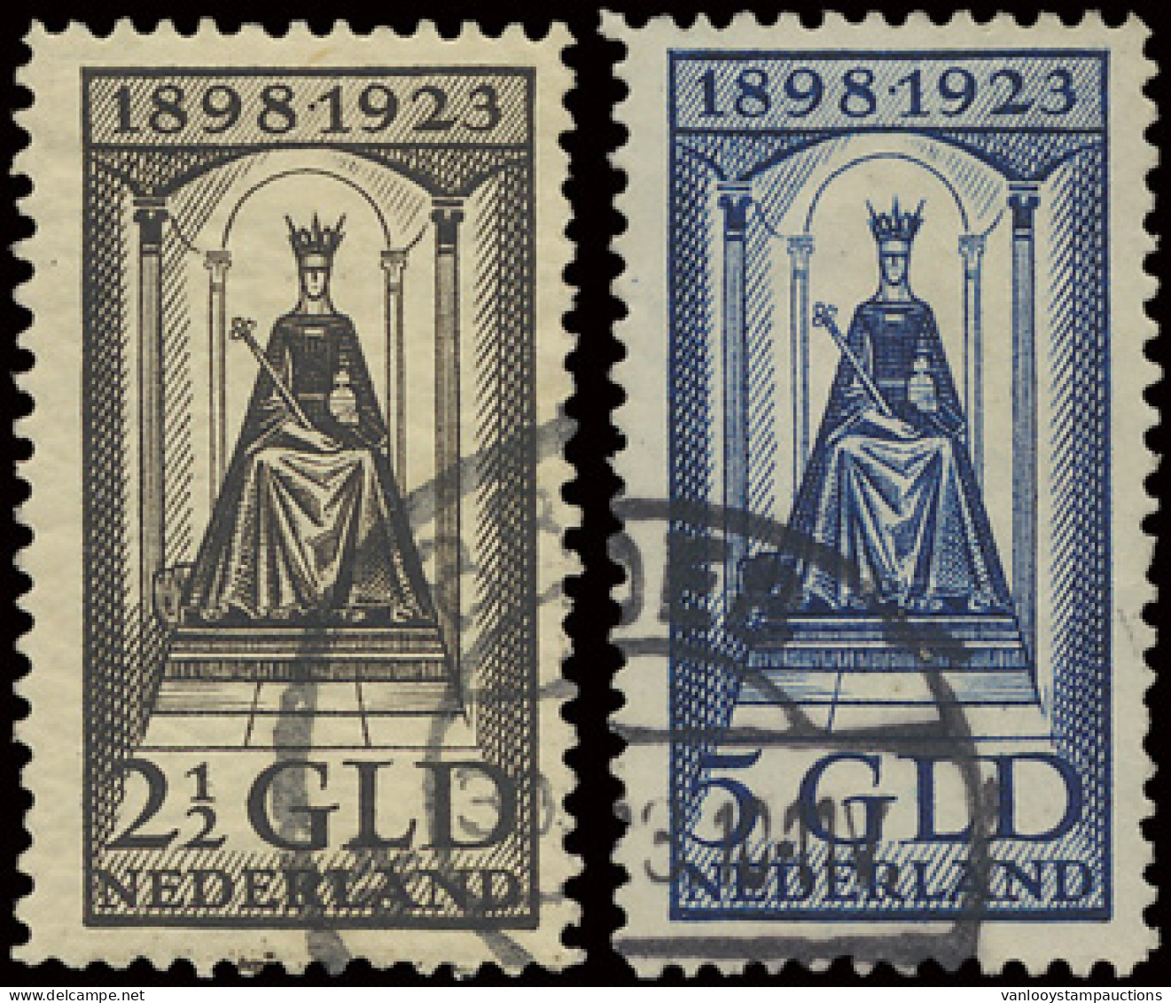 N° 130/31 Regeringsjubileum - 2 1/2gld. Zwartbruin En 5gld. Donkerblauw, Zm (NVPH €500) - Otros & Sin Clasificación