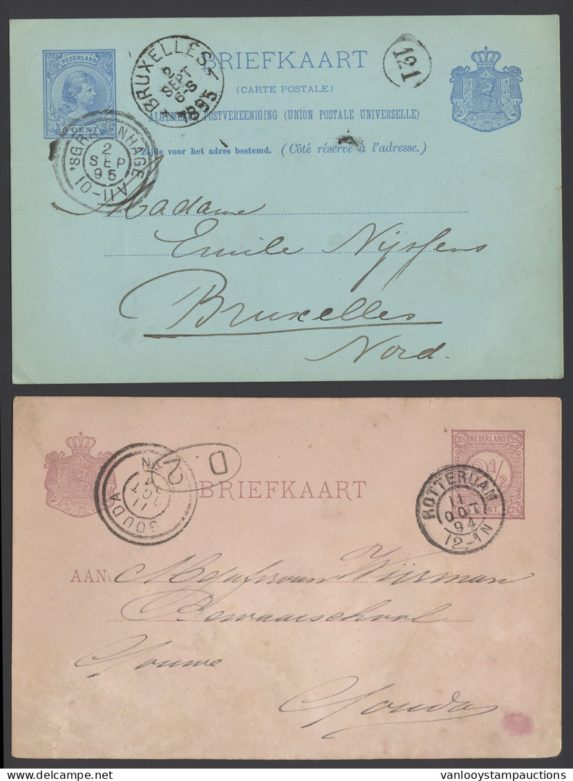 1894/1895 Twee Briefkaarten Met Dubbelringstempels 's Gravenhage En Gouda, Zm/m - Sonstige & Ohne Zuordnung