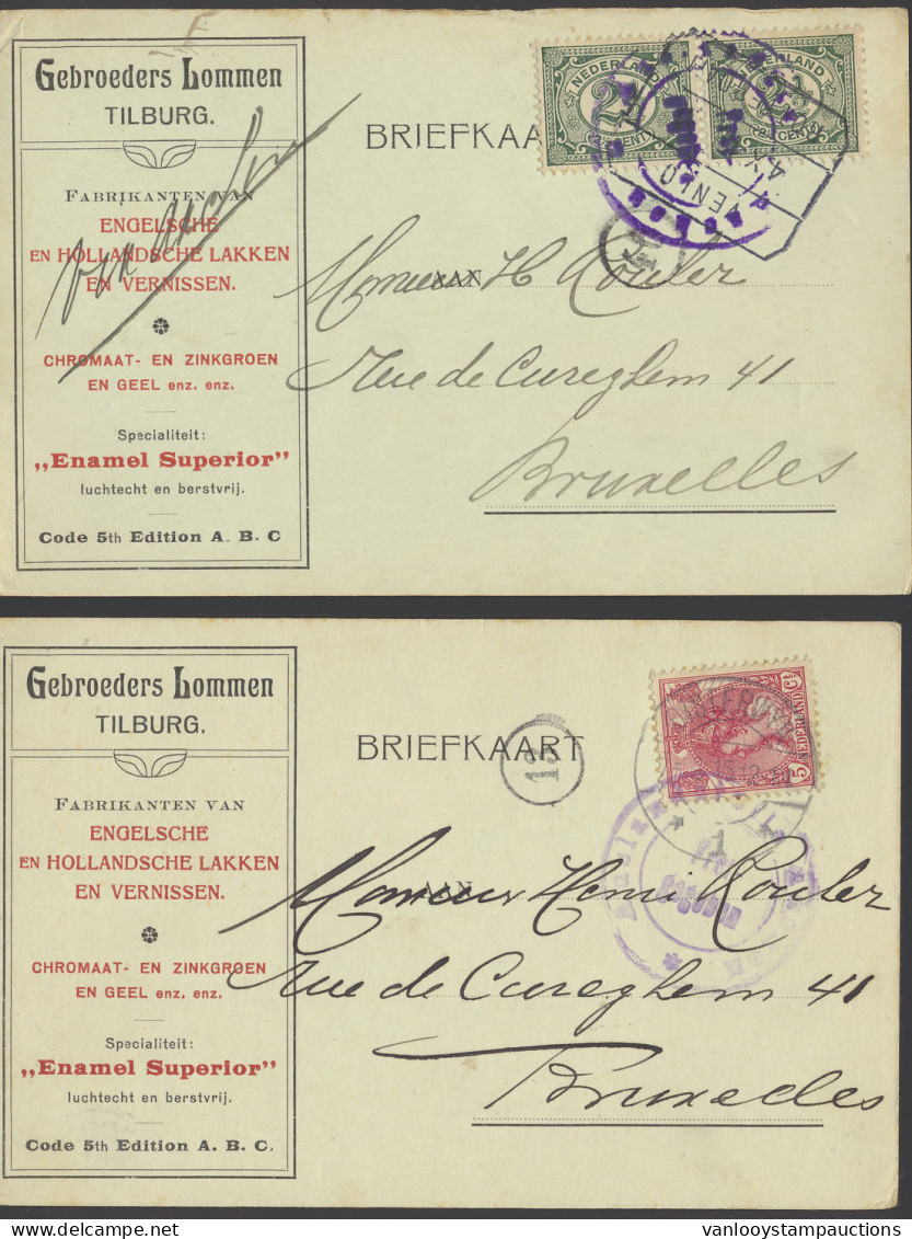 1915 Klein Handelsarchief, Kaarten Van De Gebroeders Lommen, Tilburg Verfhandel, Verstuurd Uit Oisterwijk Naar Brussel M - Sonstige & Ohne Zuordnung