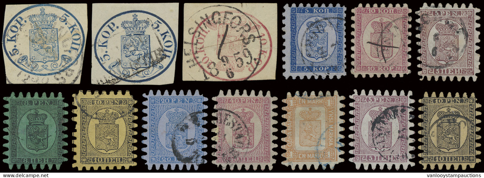 1856/1870 Prachtige Samenstelling Van N° 1/12 Volledig, Yv. N° 1 En 3 Met Certificaat Cyril Schwenson (Yv. €10.955), Ser - Faroe Islands