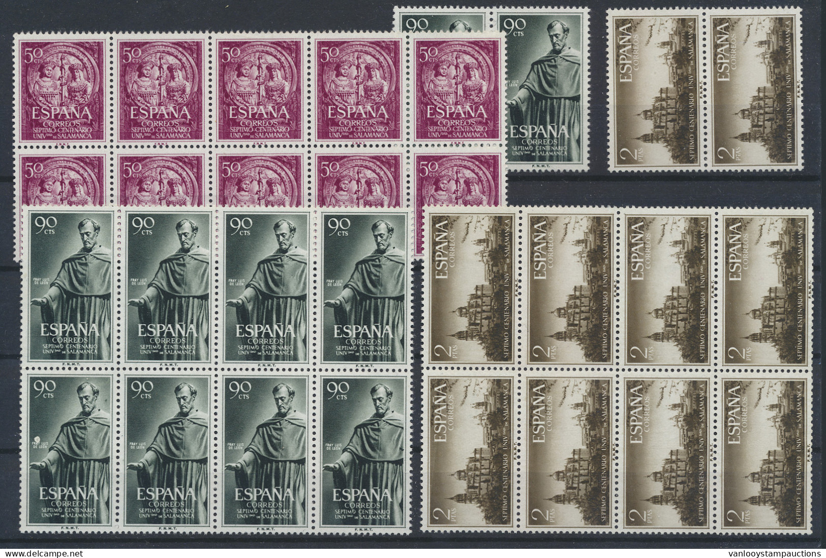 ** N° 835/37 '1953 Universiteit Salamanca' (10 Reeksen), W.v. 1x 90c Met Plaatfout 'witte Vlek' Zm (Yv € 320) - Autres & Non Classés