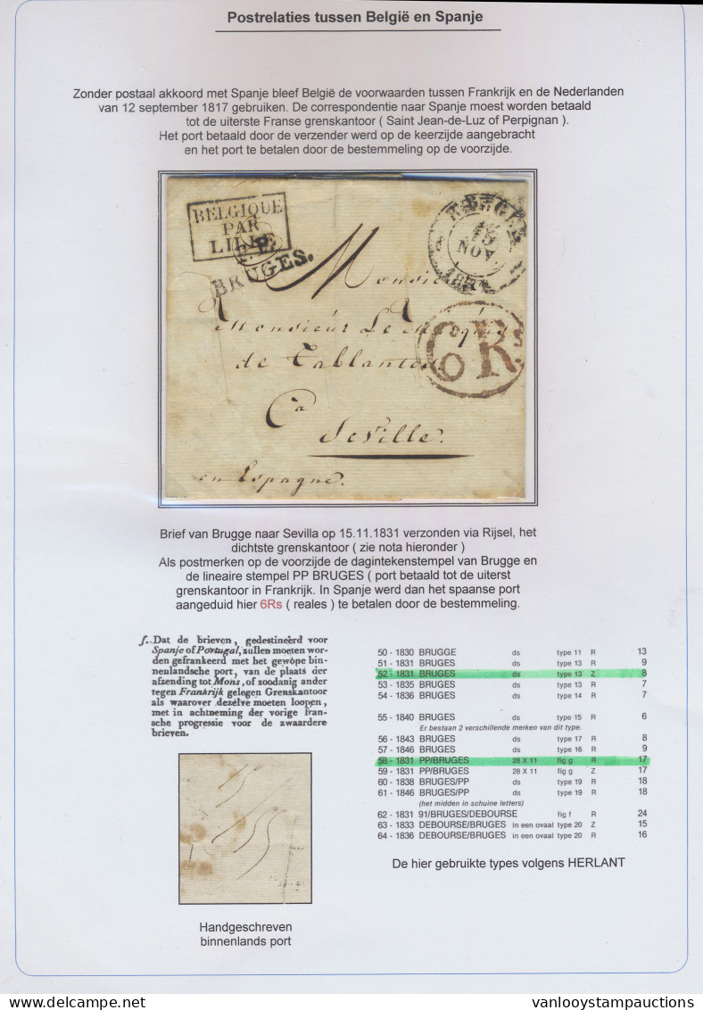 1831/1879 Kleine Maar Prachtige Studie Van Tien Brieven Over De Postrelatie Tussen België En Frankrijk In De Periode 183 - Sonstige & Ohne Zuordnung