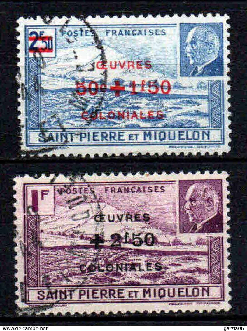 St Pierre Et Miquelon  - 1944 -  Pétain Surch   - N° 312/313  - Oblit - Used - Oblitérés