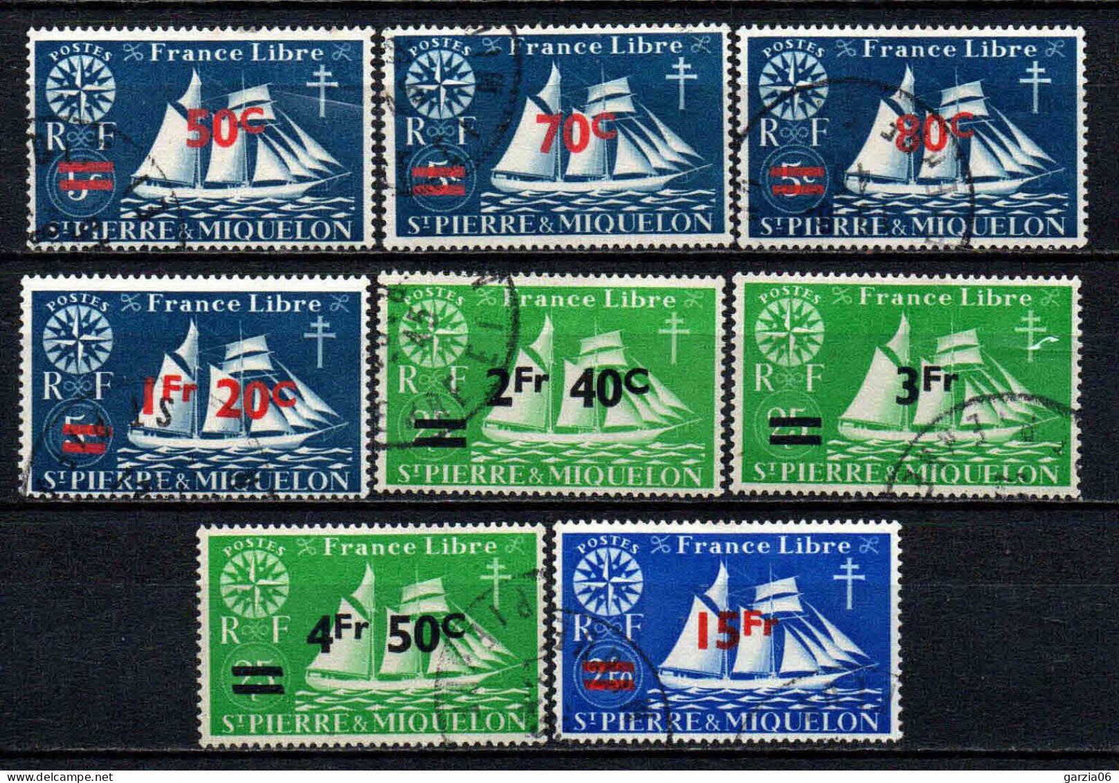 St Pierre Et Miquelon  - 1945 -  Série De Londres  Surch   - N° 315 à 322 - Oblit - Used - Gebruikt