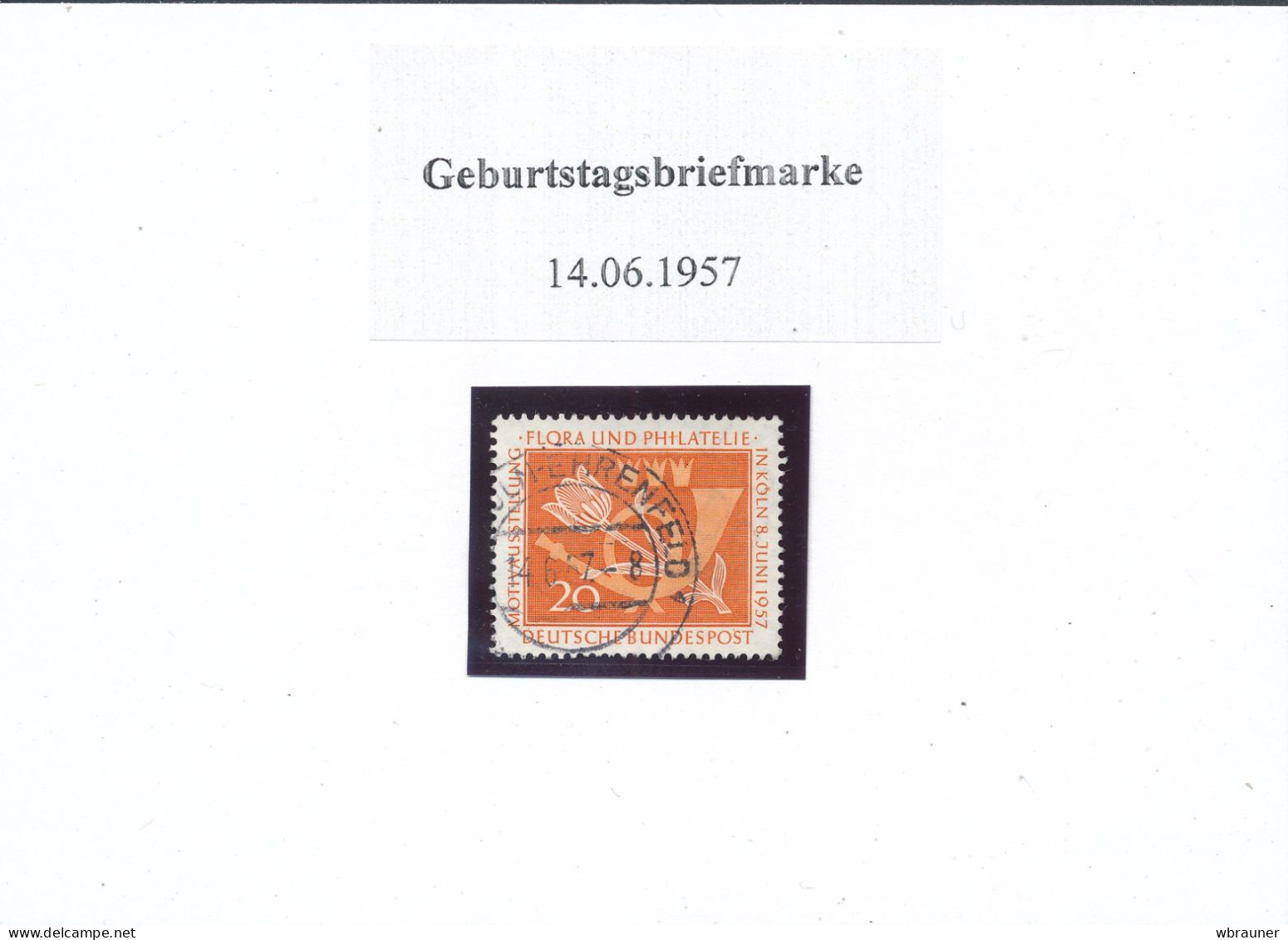 Bund 254 Gestempelt Stempeldatum 14.06.1957  Schöne Geburtsdatumsbriefmarke   Auch Zum Verschenken Geeignet - Gebraucht